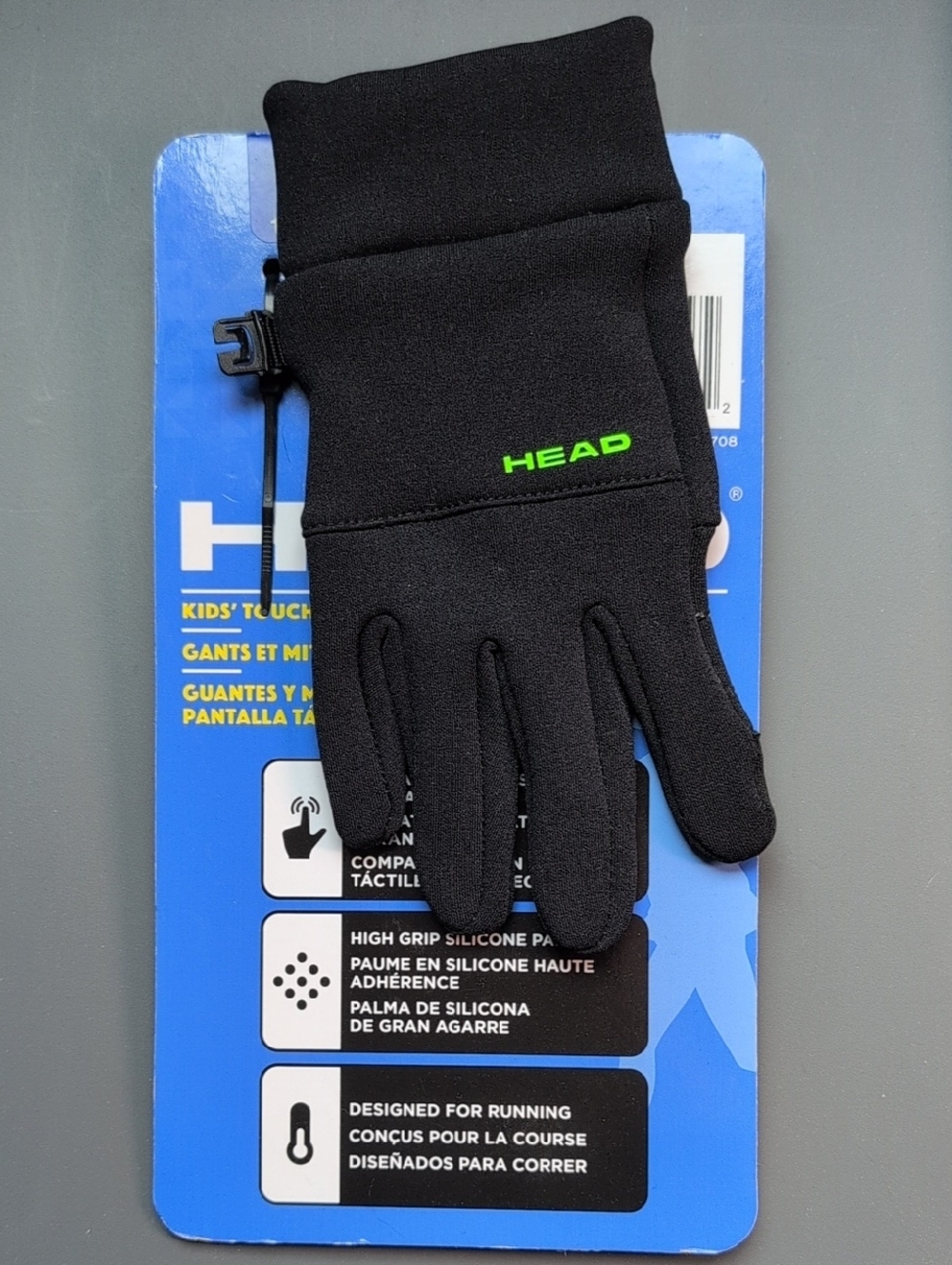 Head Kid's Touchscreen Running Gloves with Neon Green Accent NWT